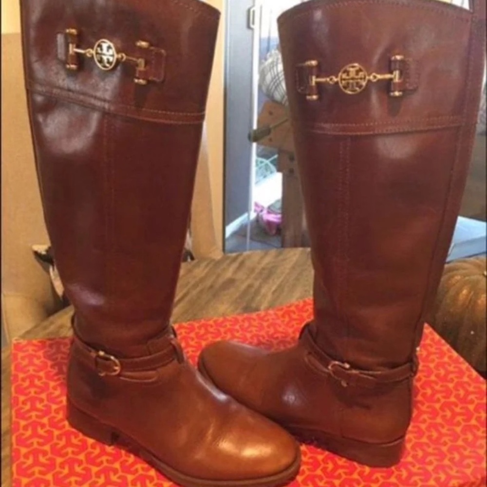 Tory Burch Leather Sienna Riding Boots - Picture 1 of 5